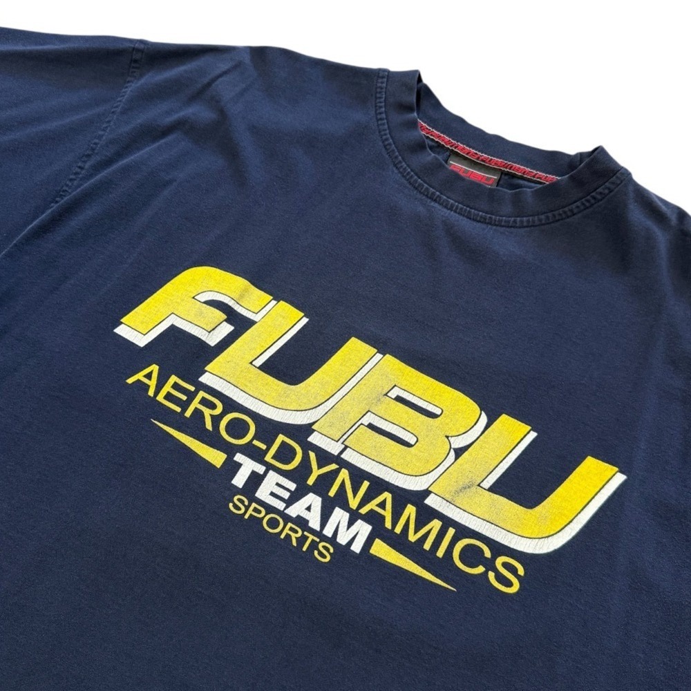 Vintage 90s Y2K FUBU Aero-Dynamics Team Sport Hip Hop Streetwear Graphic T-shirt - Picture 3 of 8